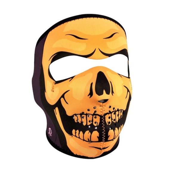 Black Mask Reversible Skull Skeleton Reaper Full Face Biker Ski Cold Protection - Picture 1 of 6